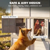 PawHut 147" Extra Large Chicken Coop, Wooden Hen House for 8-10 Hens, Outdoor Chicken House Poultry Hutch with Run, Gray(m-7)