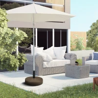 Outsunny Umbrella Base, Heavy Duty Fillable Base Holder with Steel Pole, Round Parasol Stand for Patio, Outdoor, Backyard, Brown(m-8)