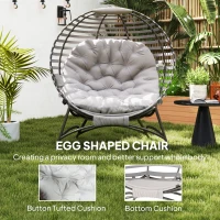 Outsunny Egg Chair, Patio Lounge Chair, Foldable Basket Chair with Large Seat Cushion, Side Pocket, Light Grey(m-5)