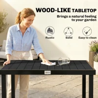 Outsunny Aluminum Outdoor Dining Table for 6, Patio Rectangular Table, 47.2" x 35.4" x 29.1", Black(m-4)