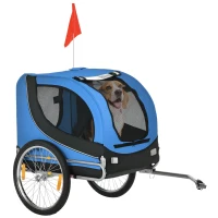 Aosom Dog Bike, Trailer Foldable Pet Cart, Bicycle Wagon, Cargo Carrier Attachment for Travelling w/ Safety Anchor, Blue(m-2)
