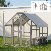 PawHut Large Wooden Chicken Coop for 8-10 Hens, Walk-in Chicken Run with Waterproof Cover, Nesting Boxes and Perches(m-3)