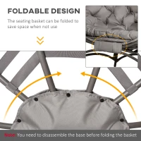 Outsunny Egg Chair, Patio Lounge Chair, Foldable Basket Chair with Large Seat Cushion, Side Pocket, Sand(m-6)