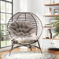Outsunny Egg Chair, Patio Lounge Chair, Foldable Basket Chair with Large Seat Cushion, Side Pocket, Light Grey(m-9)