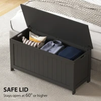 HOMCOM Storage Trunk with 2 Safety Hinges, Modern Entryway Bench with Side Handles, Storage Chest for Living Room, Black(m-4)