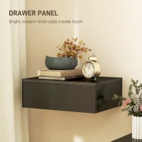 HOMCOM Set of 2 Wall Mounted Bedside Tables, Floating Nightstands with Drawer for Bedroom, Black(m-6)