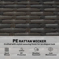 Outsunny 3 Seater Outdoor Couch Sofa, PE Wicker Patio Sofa, Wide Deep Seat, 4" Cushions, Wood-Effect Armrests Legs, Gray(m-7)