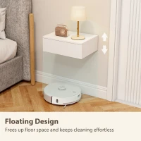 HOMCOM Set of 2 Wall Mounted Bedside Tables, Floating Nightstands with Drawer for Bedroom, White(m-5)