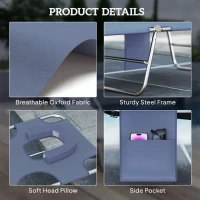 Outsunny Tanning Chair with Face Hole, 5-Level Adjustable Outdoor Chaise Lounge Chair with Pillow for Beach, Pool, Gray(m-6)