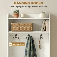 HOMCOM Modern Hall Tree with Shoe Storage Bench, Coat Rack and Shelves, White(m-5)