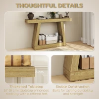 HOMCOM 55" Farmhouse Console Table, 2-Tier Entryway Table with Storage for Hallway, Living Room, Behind Couch,  Oak(m-4)