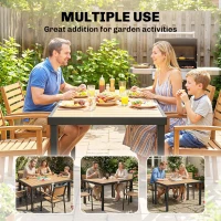 Outsunny Aluminum Outdoor Dining Table for 6, Patio Rectangular Table, 47.2" x 35.4" x 29.1", Natural(m-6)