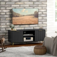 HOMCOM TV Stand with Storage for 55 Inch TV, Modern TV Cabinet with 2 Open Shelves and 2 Cabinets for Living Room, Black(m-8)