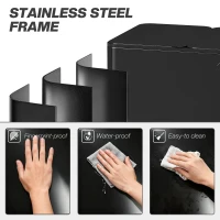 HOMCOM Triple Garbage Bin, Soft-Close Trash Can with Foot Pedal, 3 x 20 Liter Garbage Can with Removable Inner Buckets, Black(m-9)