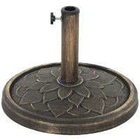 Outsunny Round Patio Umbrella Base, 26 lbs Resin Umbrella Stand Base, Heavy Duty Patio Umbrella Holder, Bronze(m-2)