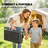 Outsunny 2-in-1 Camping Stove & Gas Griddle Combo, 20,000 BTU Portable Propane Grill with Detachable Legs, Wind Guards, Black(m-9)