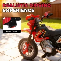 Aosom 6V Kid Electric Ride On Motorcycle Powered Dirt Bike Battery Scooter For 3-6 Year Old Kids Toddlers W/ Training Wheels Red(m-5)