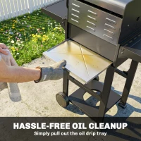 Outsunny 2 Burner Propane Gas Grill with Wheels, 18,400 BTU Portable BBQ Grill with Foldable Side Shelves, Warming Rack, Black(m-10)