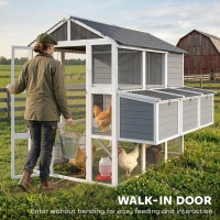 PawHut 77" Large Chicken Coop for 6-8 Chickens, Outdoor Wooden Hen House Poultry Cage with Run, Nesting Boxes, Waterproof Roof(m-5)