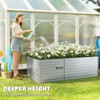 Outsunny Set of 2 Galvanised Raised Garden Bed, 6 x 3 x 2 ft Metal Garden Bed with Safe Edging, Silver(m-6)