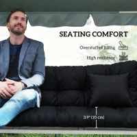 Outsunny 4-Piece Back and Seat Cushion Pillows Replacement and Pillows, Patio Chair Cushions Set with Ties, Black(m-6)