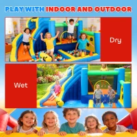 Qaba Bouncy Castle for Kids, Inflatable Bounce House with Slide, Pool (Ball Pit), Ball Shooting and Blower for Indoor Outdoor(m-10)