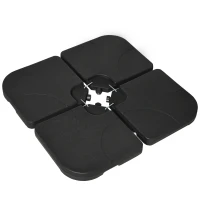 Outsunny 4 Piece Umbrella Base Stand w/ U Locking, 132 lb Capacity Water or 172 lb Capacity Sand, Black(m-11)