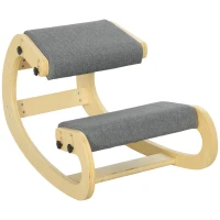 HOMCOM Ergonomic Kneeling Chair, Adjustable Rocking Wood Kneeling Stool, Desk Chair, Improve Posture, Grey(m-11)
