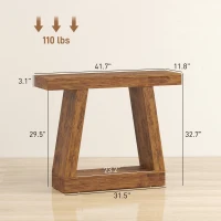 HOMCOM 42" Farmhouse Console Table, 2-Tier Entryway Table with Storage for Hallway, Living Room, Behind Couch, Rustic Brown(m-3)