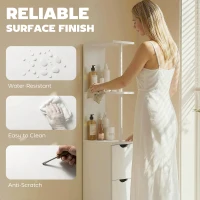 HOMCOM Tall Bathroom Storage Cabinet, Narrow Bathroom Cabinet with Drawers and Open Shelves for Small Spaces, White(m-6)