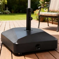 Outsunny Filled Patio Umbrella Base with Wheels, 132 lb Heavy Duty Market Umbrella Stand for Outdoor, Garden, Backyard, Black(m-1)