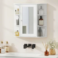 HOMCOM Mirrored Bathroom Wall Cabinet Wall Mounted Medicine Cabinet with Door & Shelves, White(m-1)
