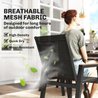 Outsunny 7 Piece Outdoor Dining Set, Rectangle Patio Table and 6 Mesh Chairs with Slatted Tabletop for Backyard, Deck, Garden(m-5)