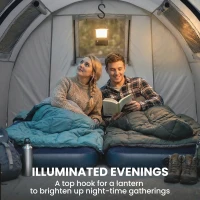 Outsunny 3-4 Person Camping Tent with 2 Rooms, 3000mm Waterproof Portable Family Tent with Carry Bag, Grey(m-5)