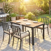 Outsunny Aluminum Outdoor Dining Table for 6, Patio Rectangular Table, 47.2" x 35.4" x 29.1", Natural(m-8)