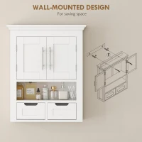 kleankin Bathroom Wall Cabinet, Medicine Cabinet, Toilet Storage Cabinet with Shelf for Living Room and Entryway, White(m-5)