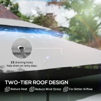 Outsunny 10' x 13' Double Roof Patio Gazebo, Outdoor Gazebo with Curtains, for Garden, Lawn, Backyard and Deck, Dark Grey(m-4)