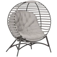 Outsunny Egg Chair, Patio Lounge Chair, Foldable Basket Chair with Large Seat Cushion, Side Pocket, Light Grey(m-11)