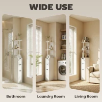 HOMCOM Tall Bathroom Storage Cabinet, Narrow Bathroom Cabinet with Drawers and Open Shelves for Small Spaces, White(m-9)