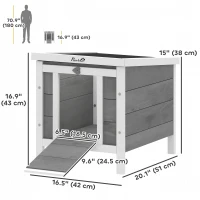 PawHut Wooden Rabbit Hutch, Bunny Cage with Waterproof & Openable Asphalt Roof, Outdoor Cat House Guinea Pig Cage Duck Shelter, Indoor Outdoor Use, 20" x 16.5" x 17", Grey(m-3)