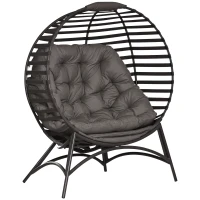 Outsunny Egg Chair, Patio Lounge Chair, Foldable Basket Chair with Large Seat Cushion, Side Pocket, Sand(m-11)