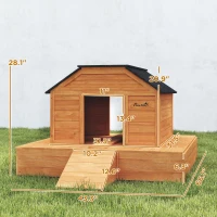 PawHut Floating Duck Coop, Wooden Duck House with Ramp and Waterproof Asphalt Roof, Small Animal House(m-3)