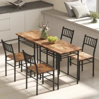 HOMCOM 3-Piece Small Dining Table Set for 2, Kitchen Table and Chairs with Storage Rack and Steel Frame, Brown(m-8)
