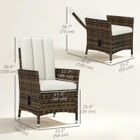 Outsunny Wicker Outdoor Recliner Chair, Wicker Reclining Patio Chair with Adjustable Backrest and Cushion, Cream White(m-3)