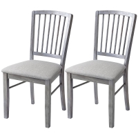 HOMCOM Dining Chairs Upholstered Kitchen Chairs with Rubberwood Legs Set of 2, Rustic Gray