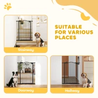 PawHut Extra Tall Dog Gate with Door, Pressure Fit, Auto Close, Double Locking for Doorways Hallways Stairs, 29"-32", Black(m-9)