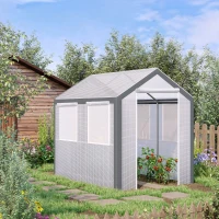 Outsunny 8' x 6' x 7.5' Heavy-duty Walk-in Greenhouse Outdoor Vegetable Plants Growing Warm House Seed Plant Growth Tent Polytunnel Shelter White(m-1)