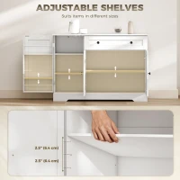 HOMCOM Sideboard Buffet Cabinet, Farmhouse Coffee Bar Cabinet with Door Shelves, Adjustable Shelves, Drawer, Barn Doors, White(m-6)