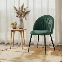 HOMCOM Modern Dining Chairs Set of 4, Upholstered Dining Room Chairs with Metal Legs, Shell Backrest, Padded Seat, Green(m-10)