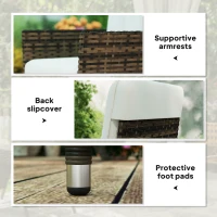 Outsunny Wicker Outdoor Recliner Chair, Wicker Reclining Patio Chair with Adjustable Backrest and Cushion, Cream White(m-7)